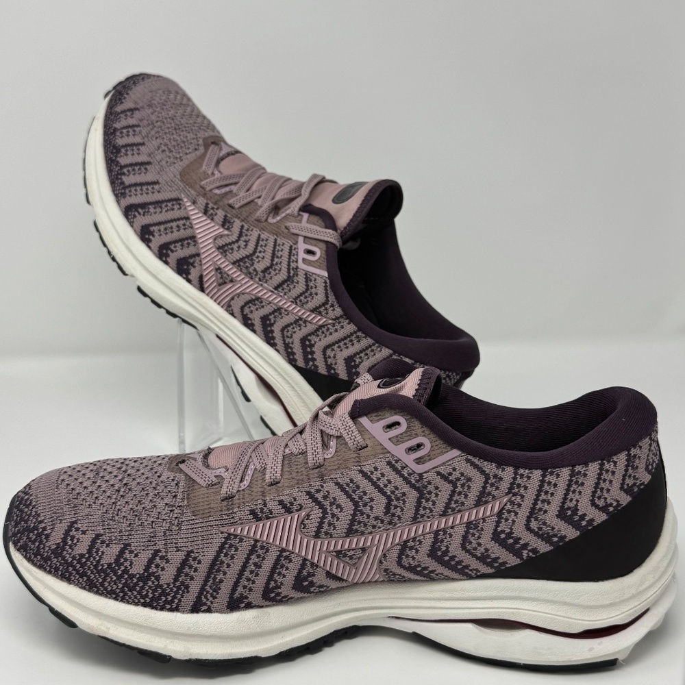 Mizuno Wave Rider 24 Waveknit Women’s Size 9.5 Woodrose Pale Lilac Running Shoes - Picture 3 of 11